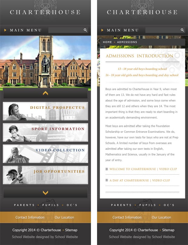 Charterhouse mobile design