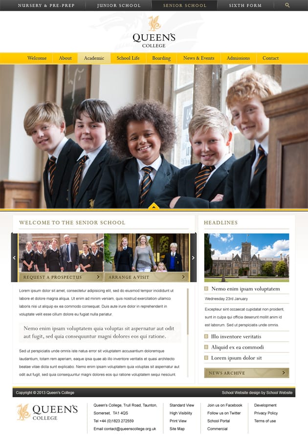 Queen's College senior page banner